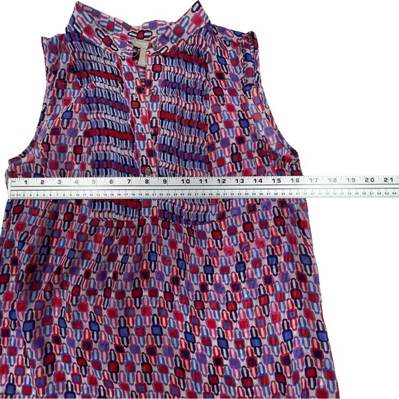 Banana Republic Women’s Sleeveless Geometric Multicolor Sheer Blouse Size S - Picture 7 of 7